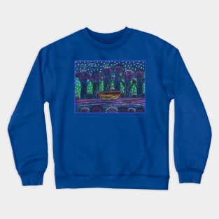 Boat Floating on the River Crewneck Sweatshirt